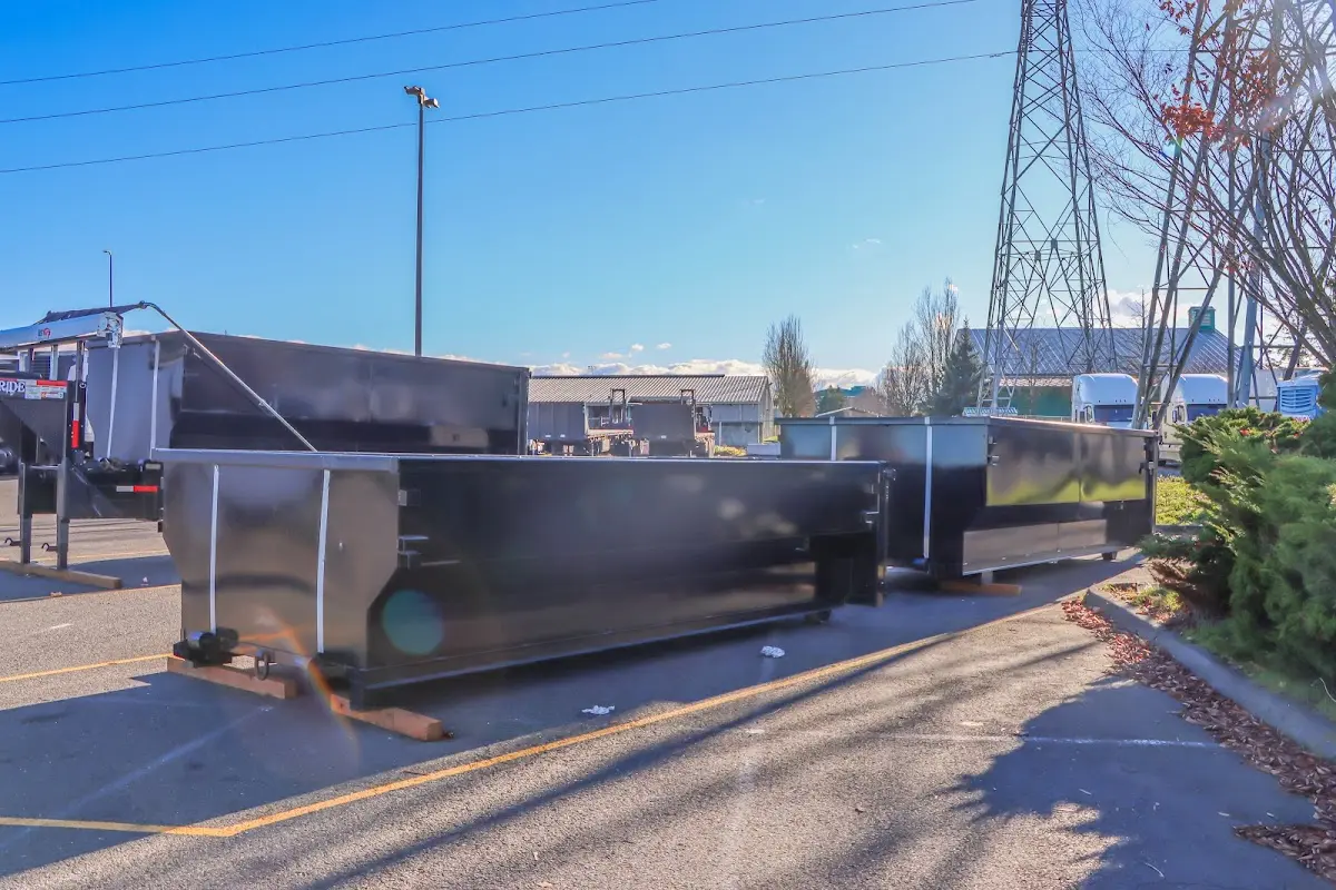 Roll-off dumpster ready for waste disposal at job site for Concrete Dumpster Rental in Boerne